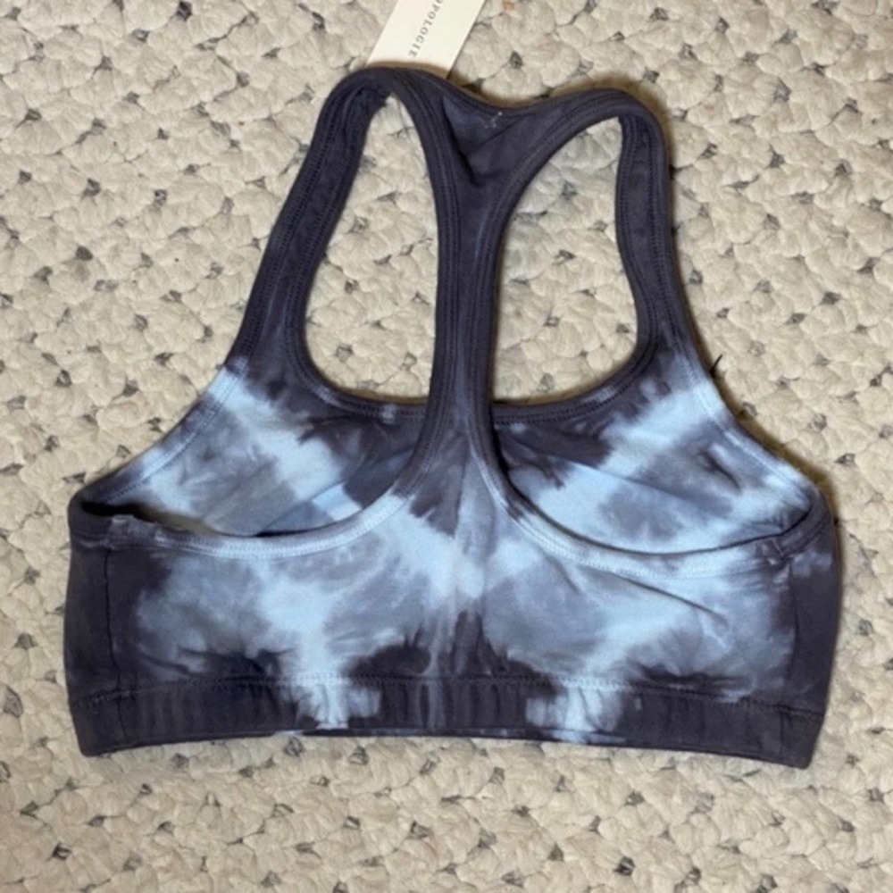 Anthropologie Tie Dye Crop Top NWT Yoga Bra XS gym exercise streetwear blue New - Picture 4 of 6